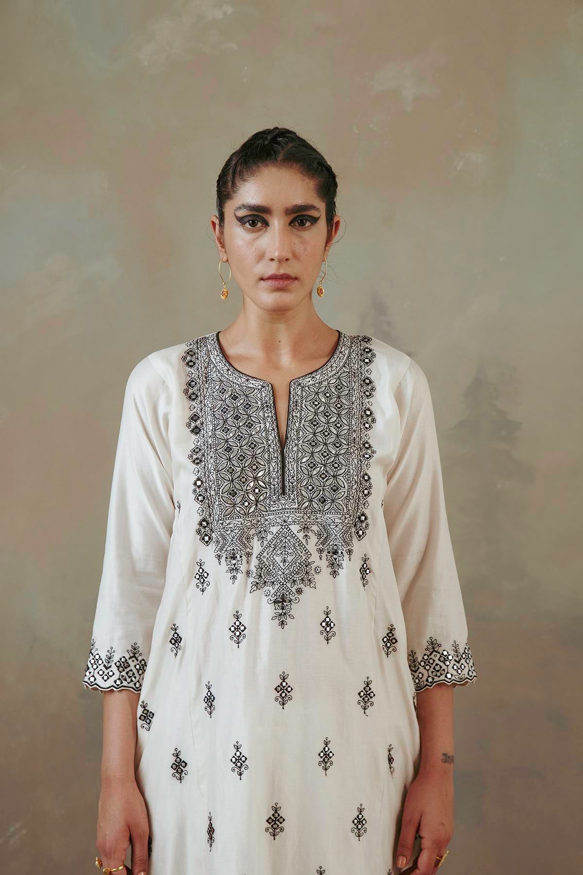 Ivory Gota & Mirror Kurta Set