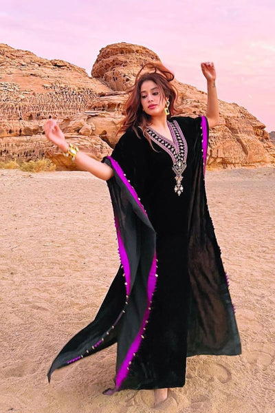 Black Zina Kaftan- Moroccan Kaftan, maxi dress, beach cover ups, beach dress, plus size | Maison De Marrakech