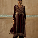 Mulberry Embroidered Long Kurta Set