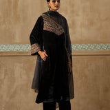 Lamha - Charcoal Velvet Kurta Set-RTS