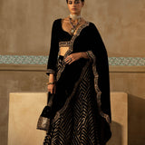 Black Scalloped Drape Sharara Set