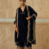 Asymmetrical Silk Velvet Kurta Set