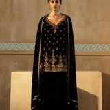 Black Velvet Fitted Gharara Set