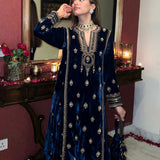 Custom Silk Velvet Embroidered Mughal Kurta Set