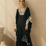 Midnight Black Abstract Mirror Kaftan