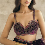 Plum Silk Velvet Retro Sari