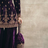 Plum Velvet Fitted Gharara Set-RTS