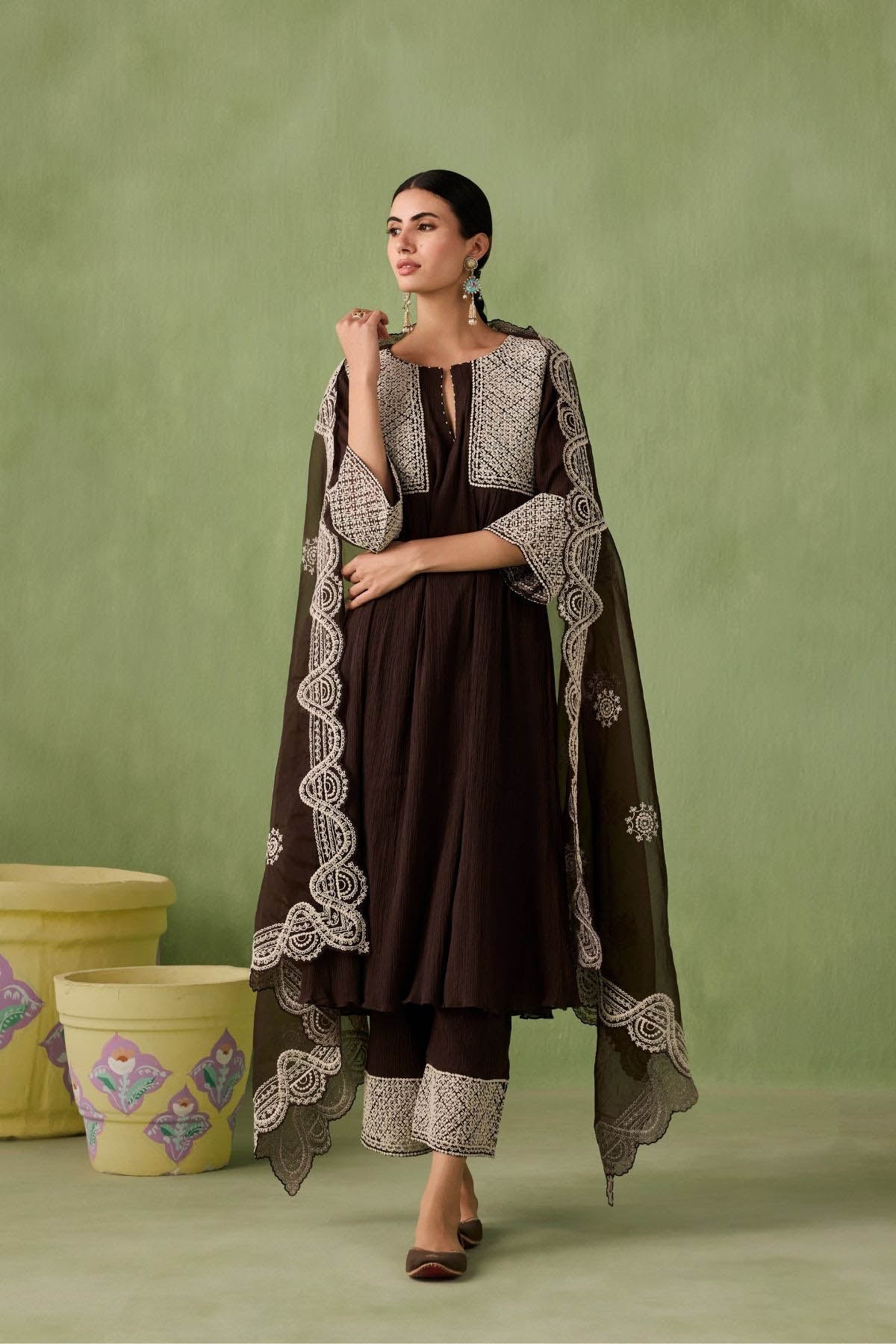 Cotton Gauze Parallel Yoke Kurta Set