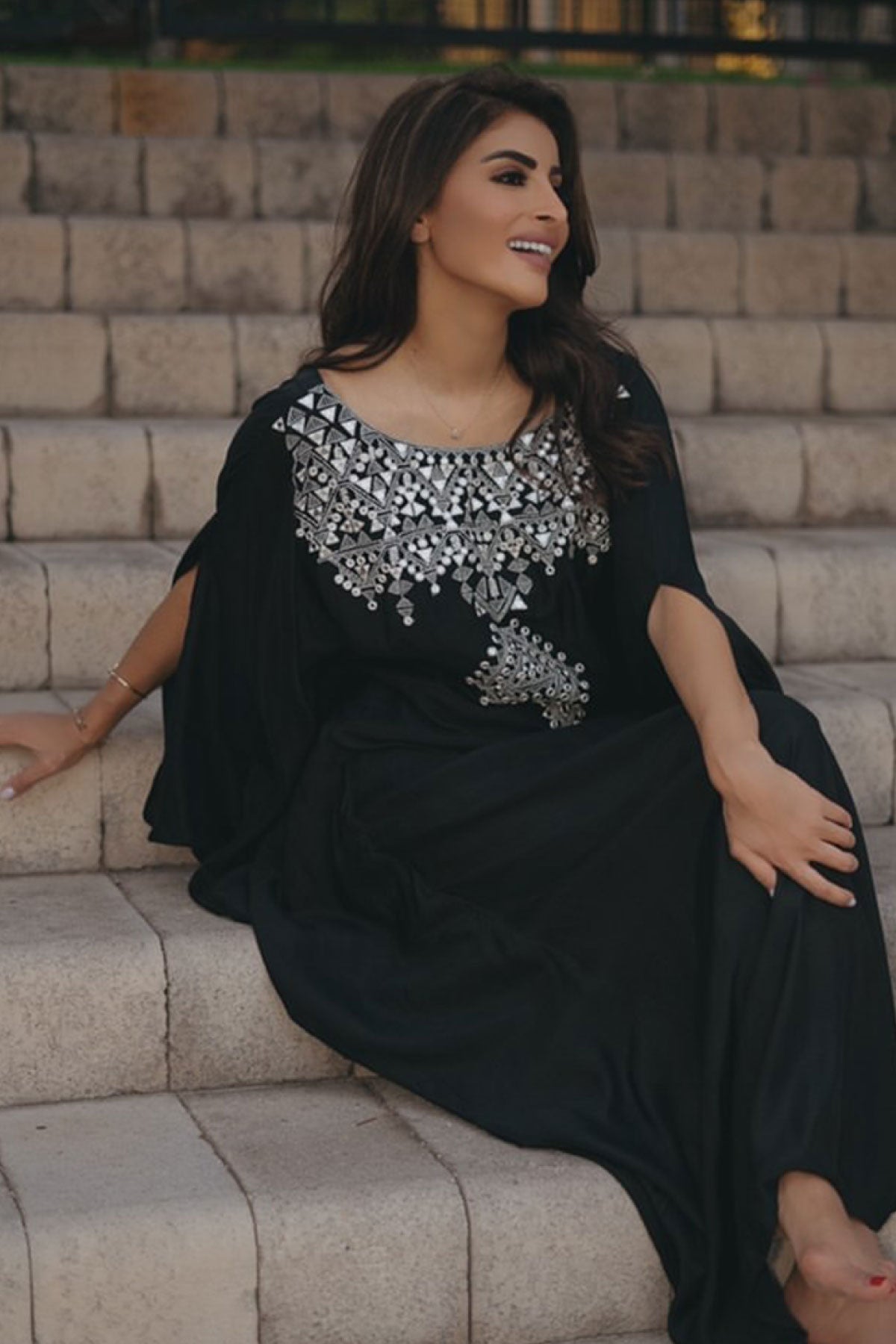 Midnight Black Mughal Kaftan