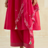 Crimson Magenta Mirror Yoke Kurta Set