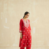 Red Gota & Mirror Kurta Set