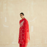 Red Gota & Mirror Kurta Set