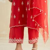 Red Gota & Mirror Kurta Set