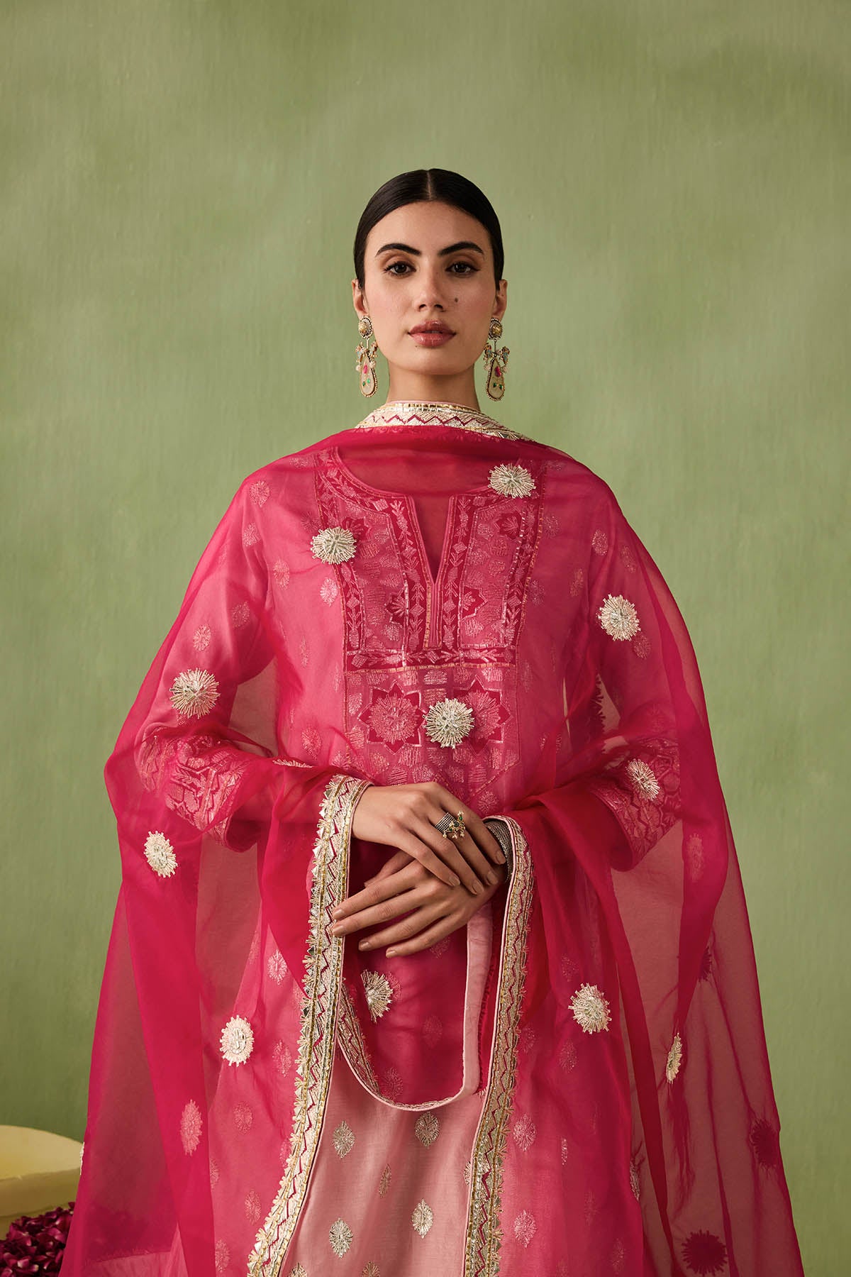 Blush Pink & Crimson Gota Salwar Set