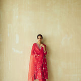 Red Gota & Mirror Kurta Set