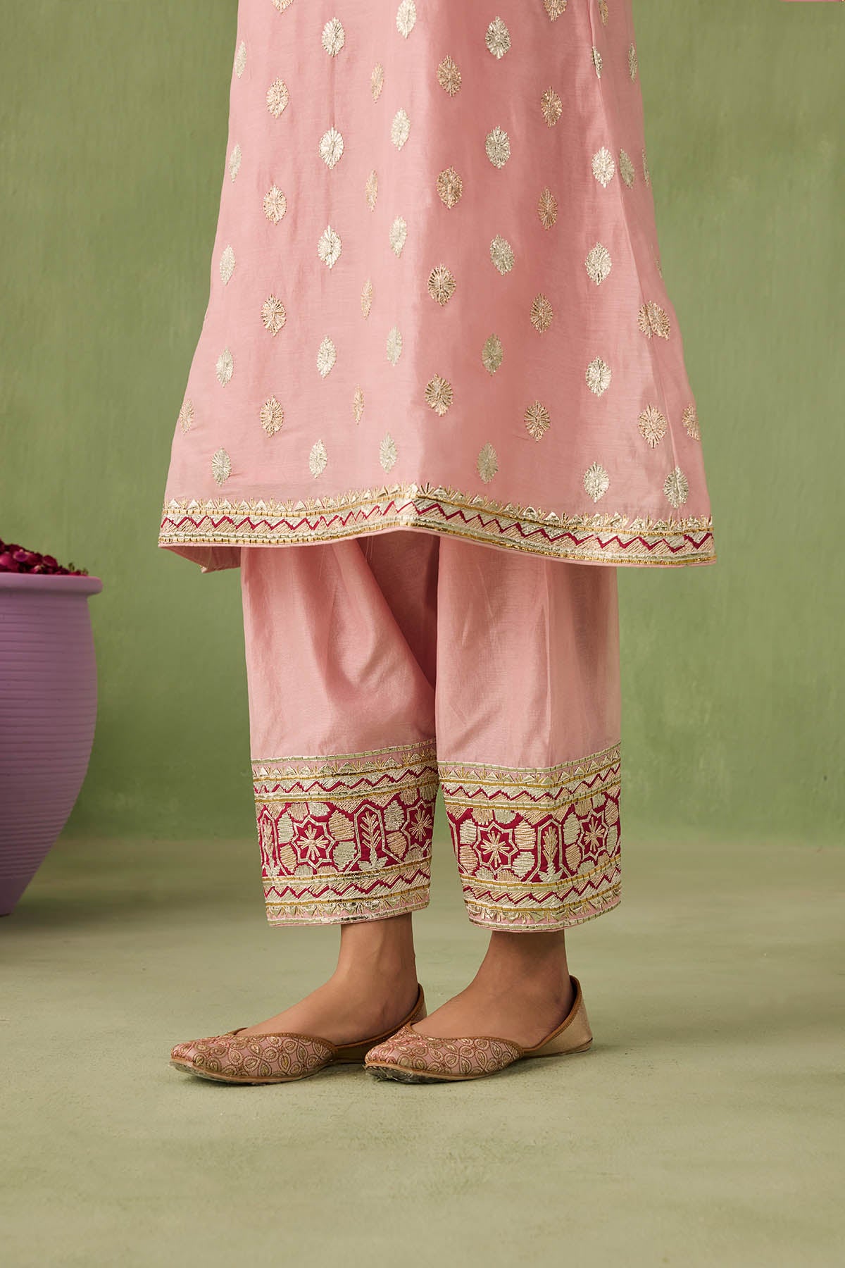 Blush Pink & Crimson Gota Salwar Set