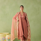 Asymmetrical Cotton Gauze Kurta Set