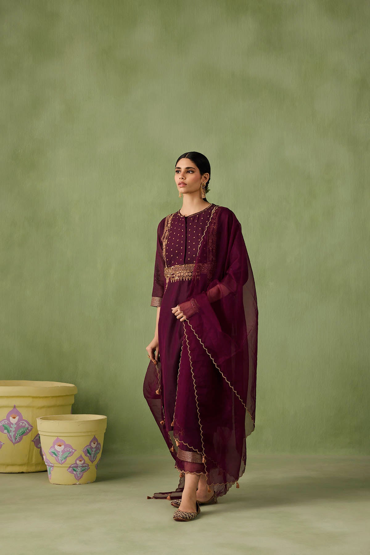 Silk Chanderi Mughal Jaal Kurta Set