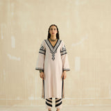 Nude Beige & Ebony Appliqued Kurta Set
