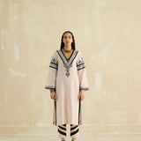 Nude Beige & Ebony Appliqued Kurta Set