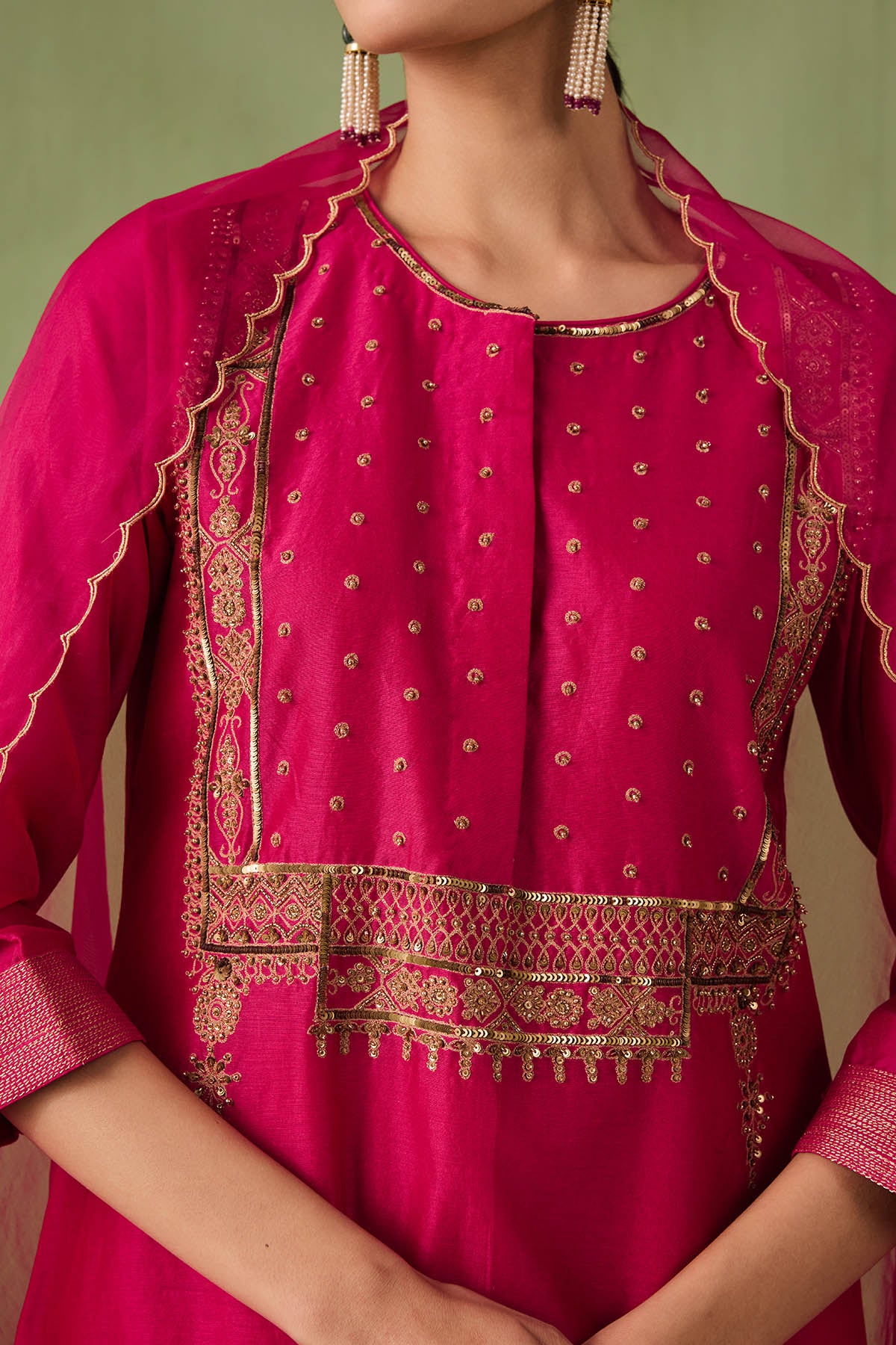 Silk Chanderi Mughal Jaal Kurta Set