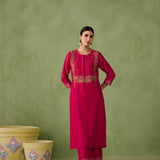 Silk Chanderi Mughal Jaal Kurta Set-RTS