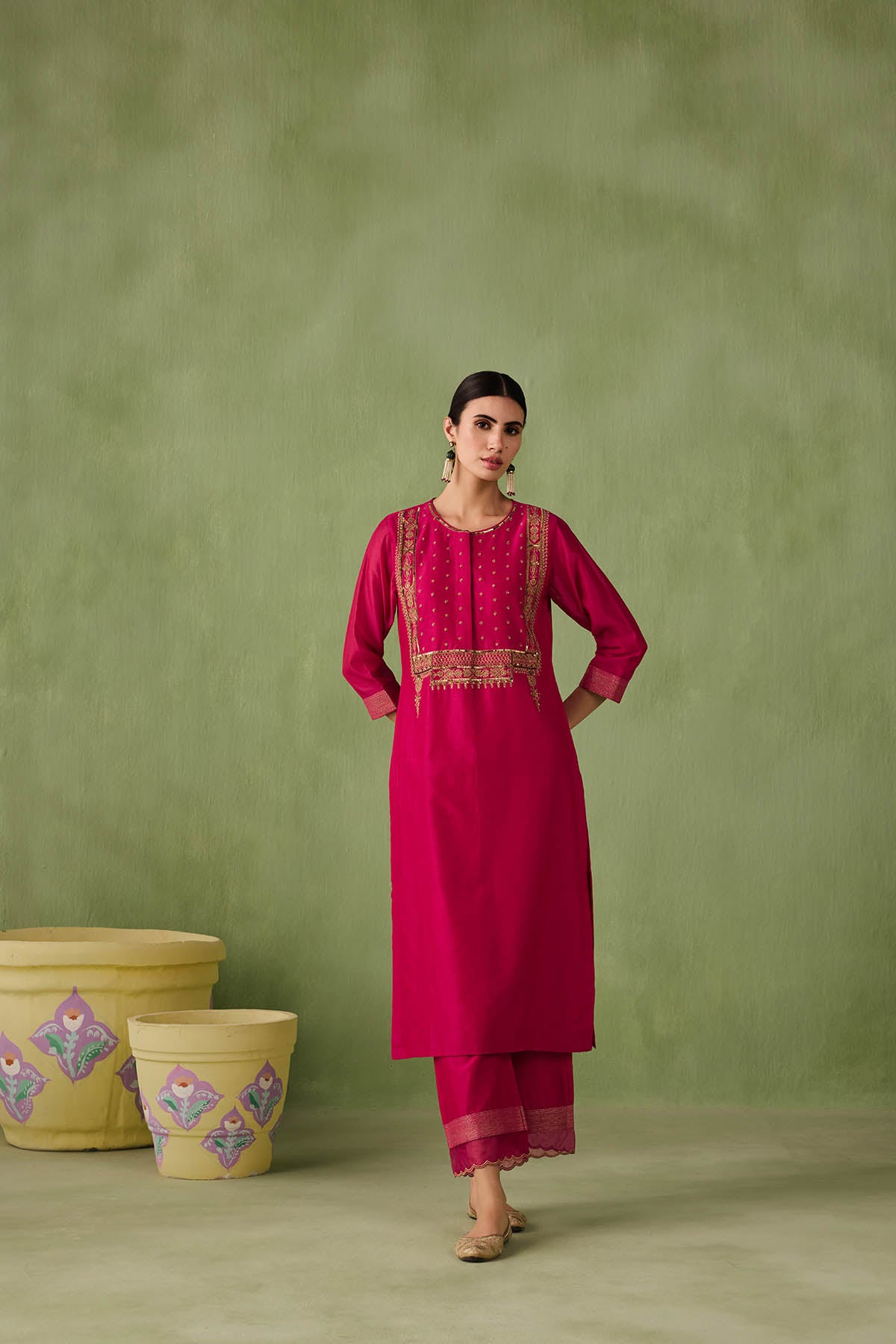 Silk Chanderi Mughal Jaal Kurta Set