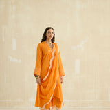 Asymmetrical Cotton Gauze Kurta Set