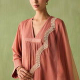 Asymmetrical Cotton Gauze Kurta Set