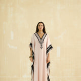Nude Beige & Ebony Embroidered Kaftan