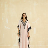 Nude Beige & Ebony Embroidered Kaftan