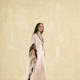 Nude Beige & Ebony Embroidered Kaftan