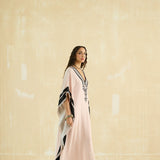 Nude Beige & Ebony Embroidered Kaftan
