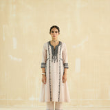 Nude Beige  Kalidaar Embroidered Kurta Set
