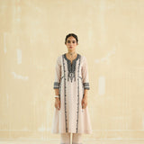 Nude Beige  Kalidaar Embroidered Kurta Set