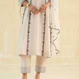 Nude Beige  Kalidaar Embroidered Kurta Set