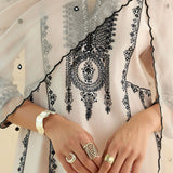 Nude Beige  Kalidaar Embroidered Kurta Set