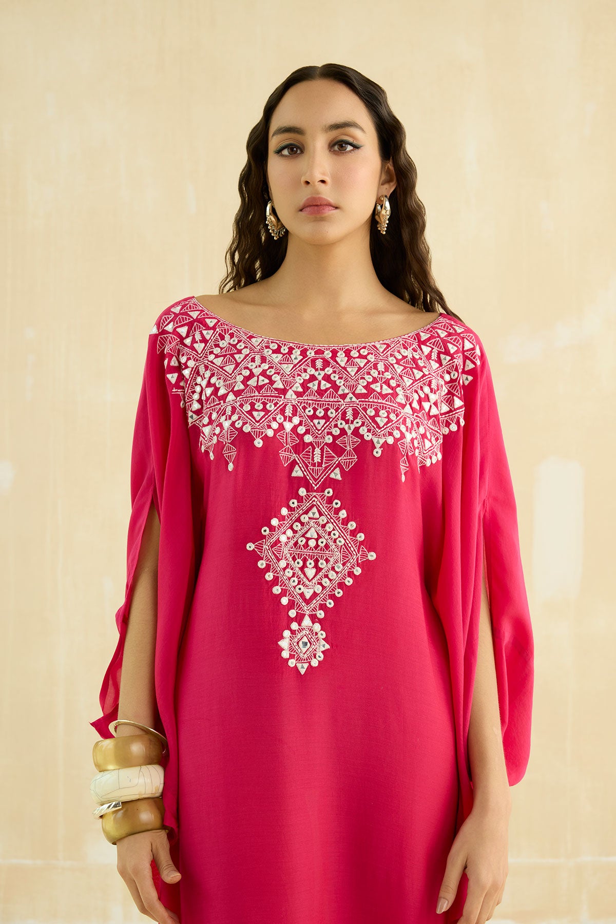Crimson Magenta Mughal Kaftan
