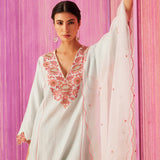 Summer Blooms V-Neck Kurta Set-RTS