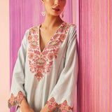 Summer Blooms V-Neck Kurta Set-RTS