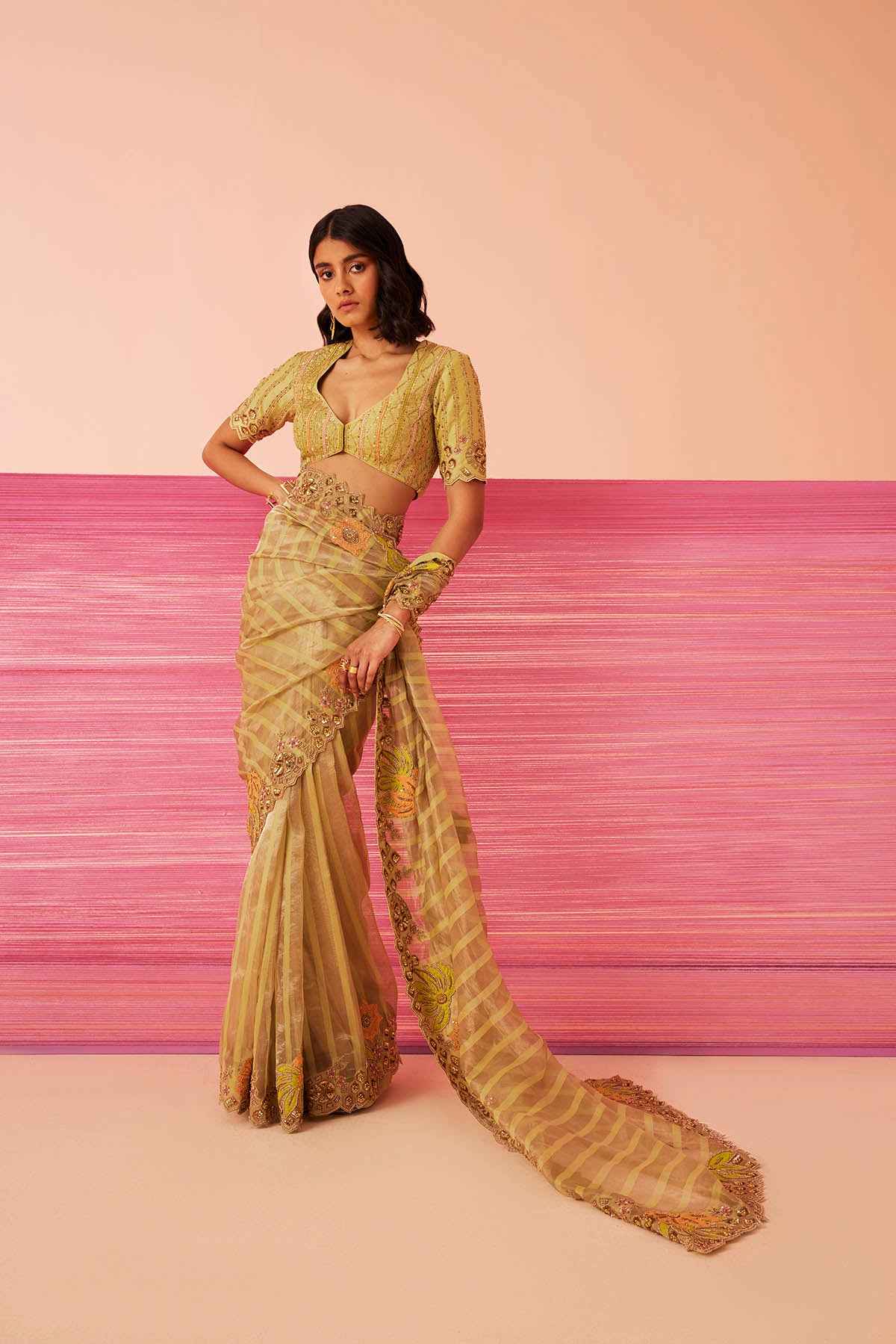 Summer Solstice Geometric Sari