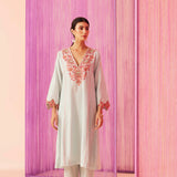 Summer Blooms V-Neck Kurta Set-RTS