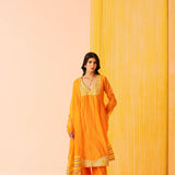 Orange Musings V-neck Kurta Set