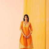 Orange Musings V-neck Kurta Set