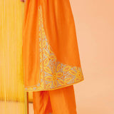 Orange Musings V-neck Kurta Set