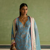 Rooh - Blue Banarasi Gharara Set