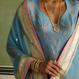 Rooh - Blue Banarasi Gharara Set