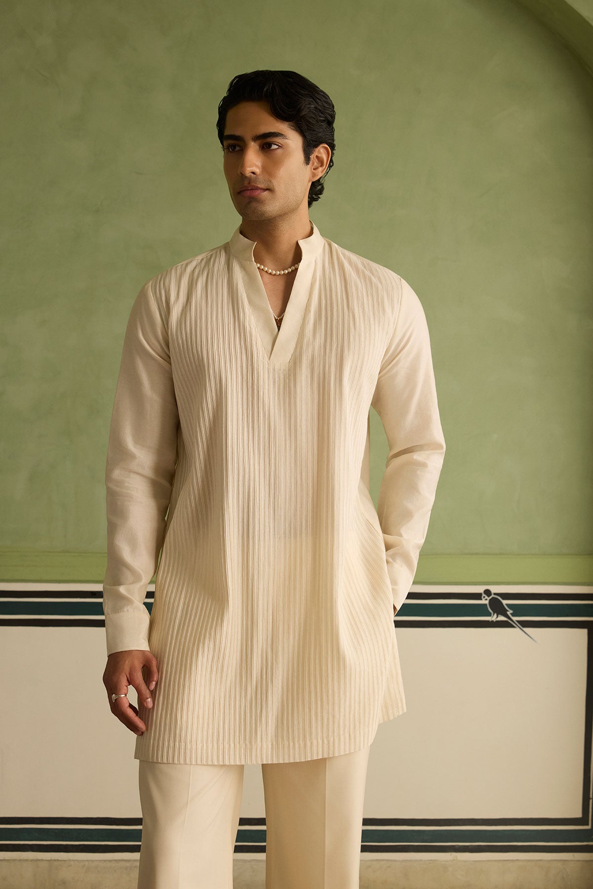 Saya - Ivory Pintucked Kurta Set