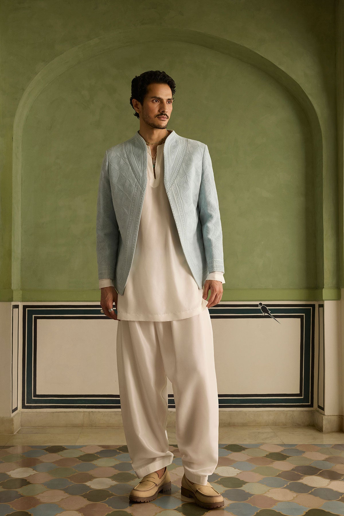 Rahi - Ice Blue Dori Jacket Set