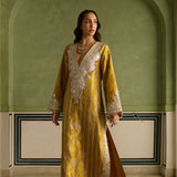 Sajda - Mustard Yellow Banarasi Kaftan